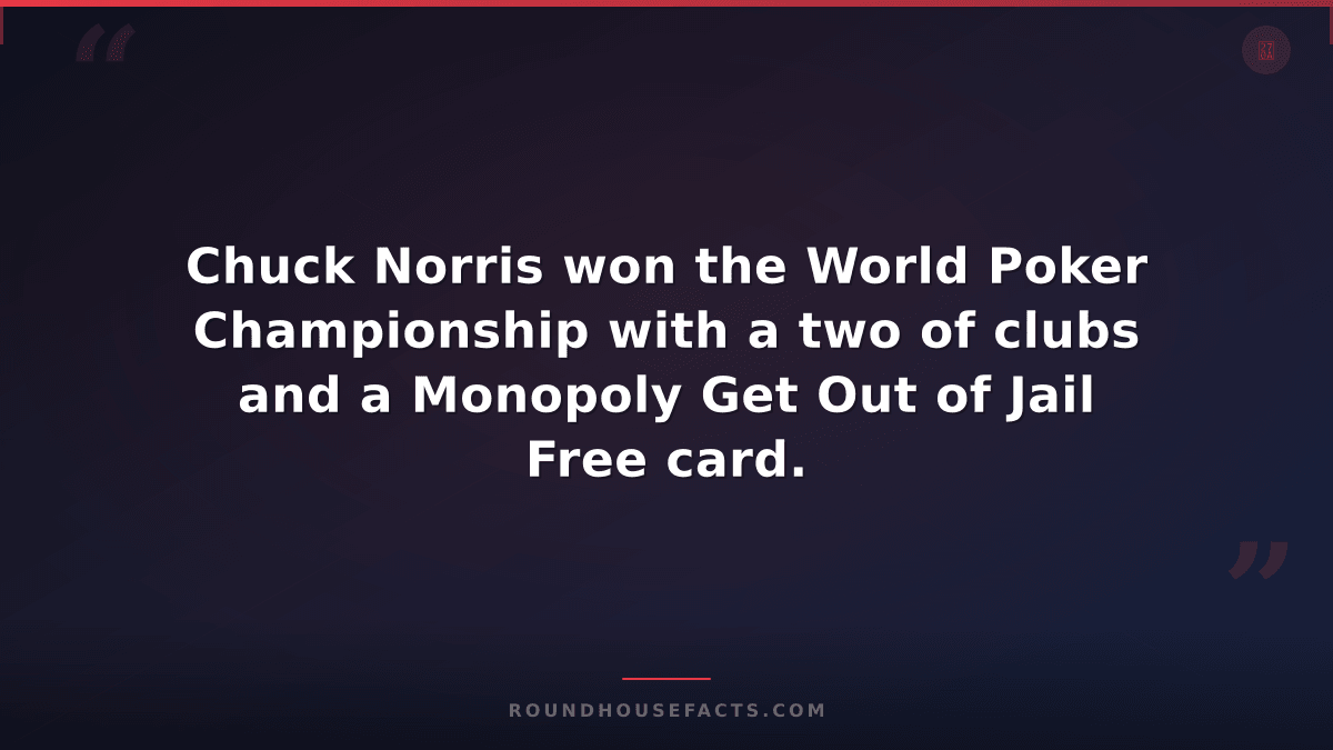 Chuck Norris Fact — Chuck Norris won the World Poker Championship with a two of