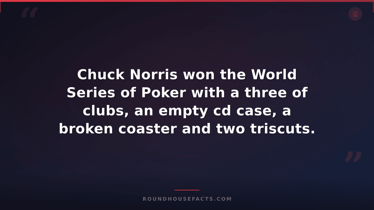 Chuck Norris Fact — Chuck Norris won the World Series of Poker with a three of c