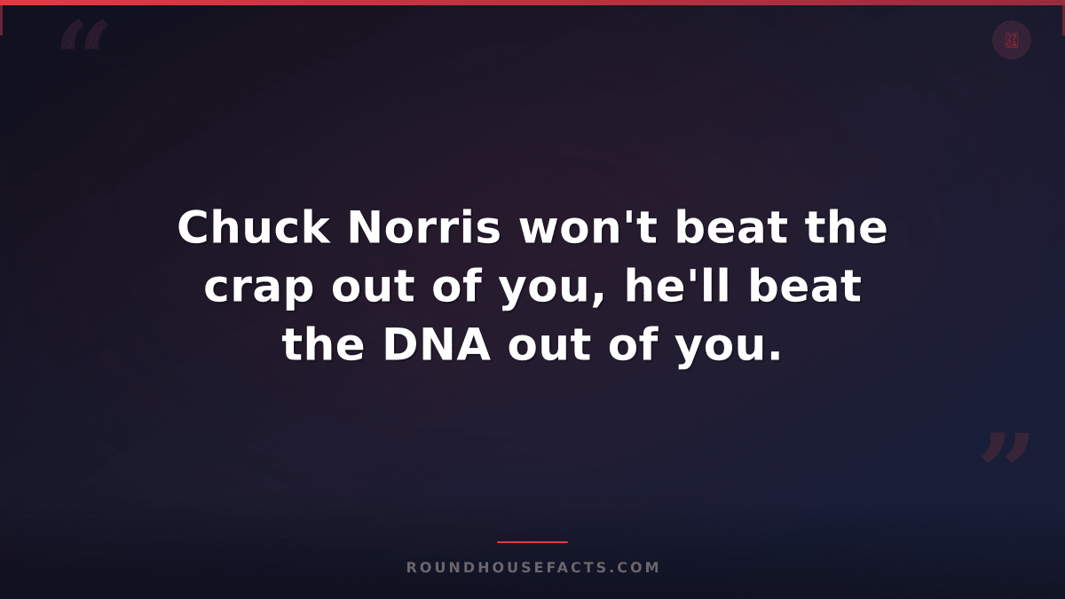 Chuck Norris Fact — Chuck Norris won't beat the crap out of you, he'll beat the