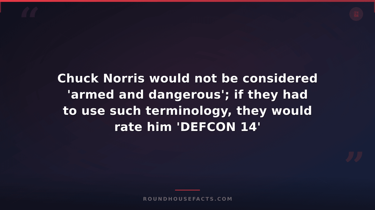Chuck Norris Fact — Chuck Norris would not be considered 'armed and dangerous';