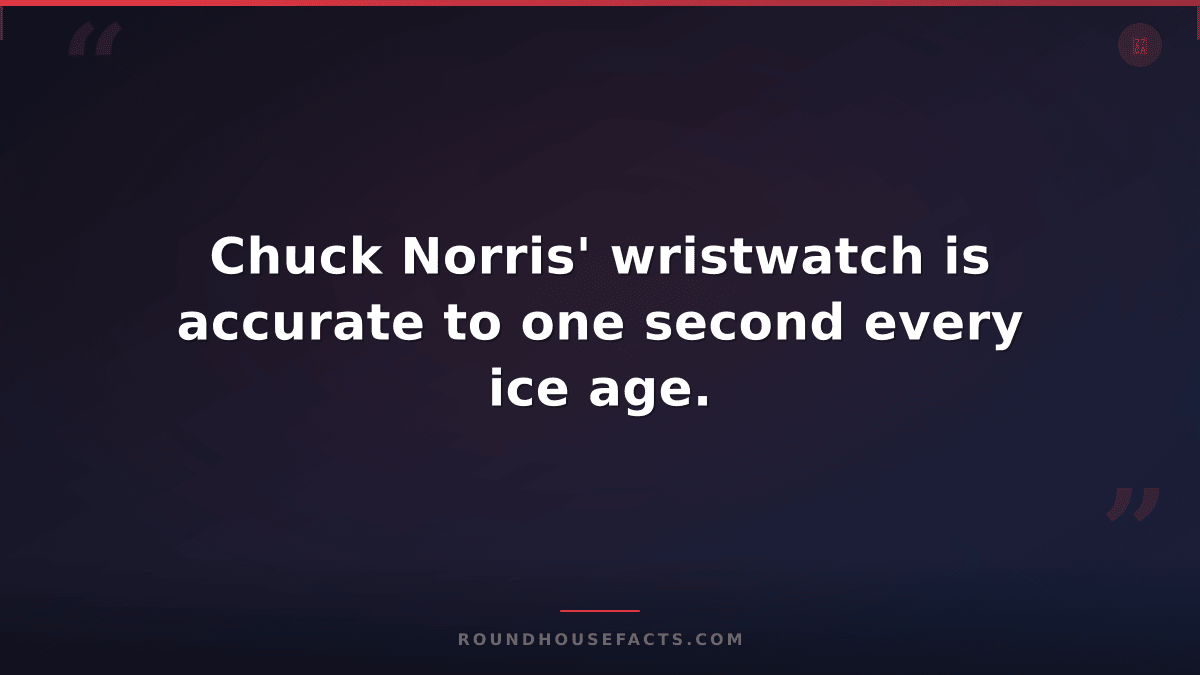 Chuck Norris Fact — Chuck Norris' wristwatch is accurate to one second every ice