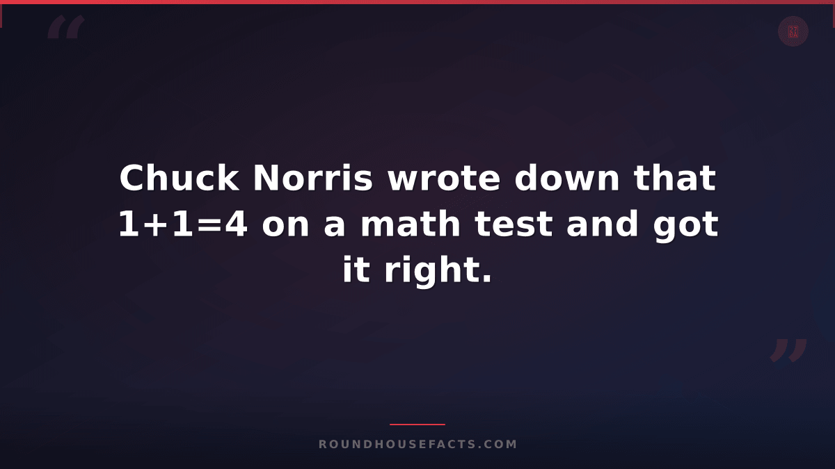 Chuck Norris Fact — Chuck Norris wrote down that 1+1=4 on a math test and got it