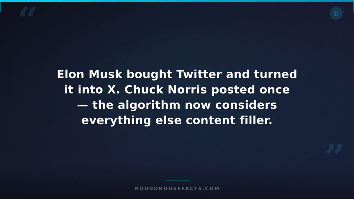 Chuck Norris Fact — Elon Musk bought Twitter and turned it into X. Chuck Norris