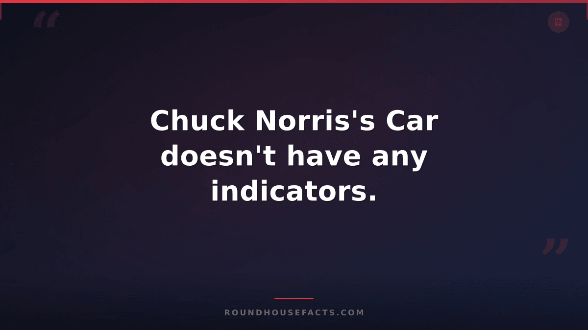 Chuck Norris Fact — Chuck Norris's Car doesn't have any indicators.