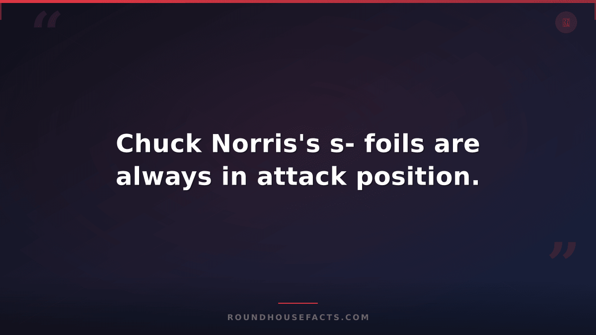 Chuck Norris Fact — Chuck Norris's s- foils are always in attack position.