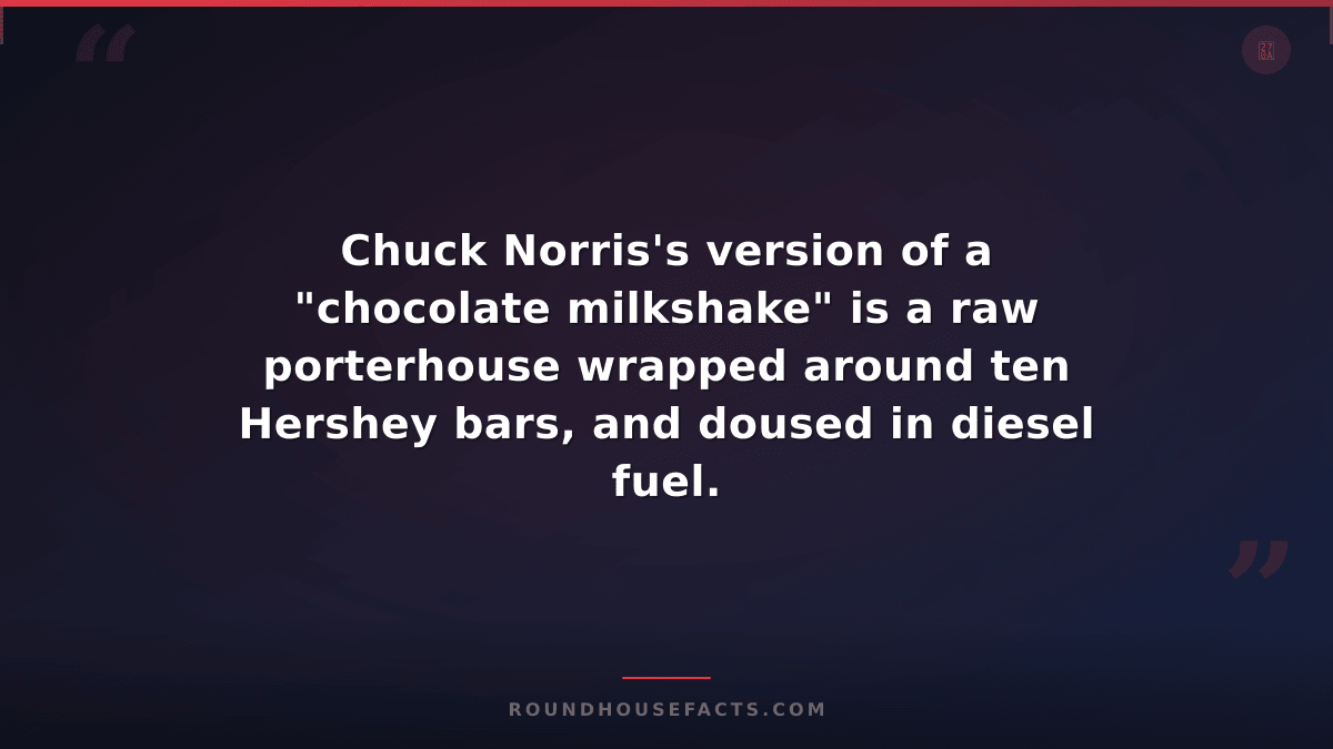 Chuck Norris Fact — Chuck Norris's version of a "chocolate milkshake" is a raw p