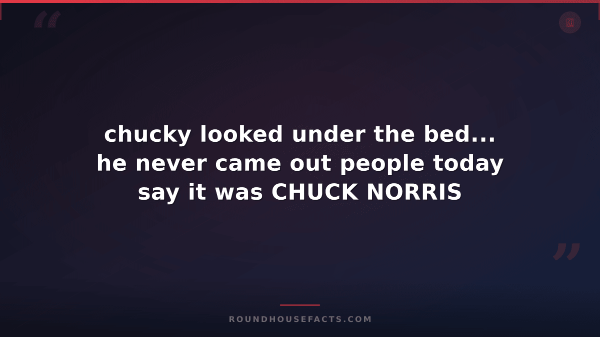 Chuck Norris Fact — chucky looked under the bed... he never came out people toda