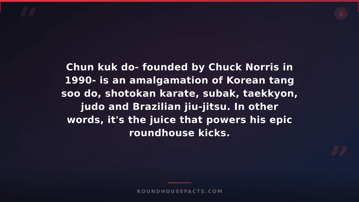 Chuck Norris Fact — Chun kuk do- founded by Chuck Norris in 1990- is an amalgama