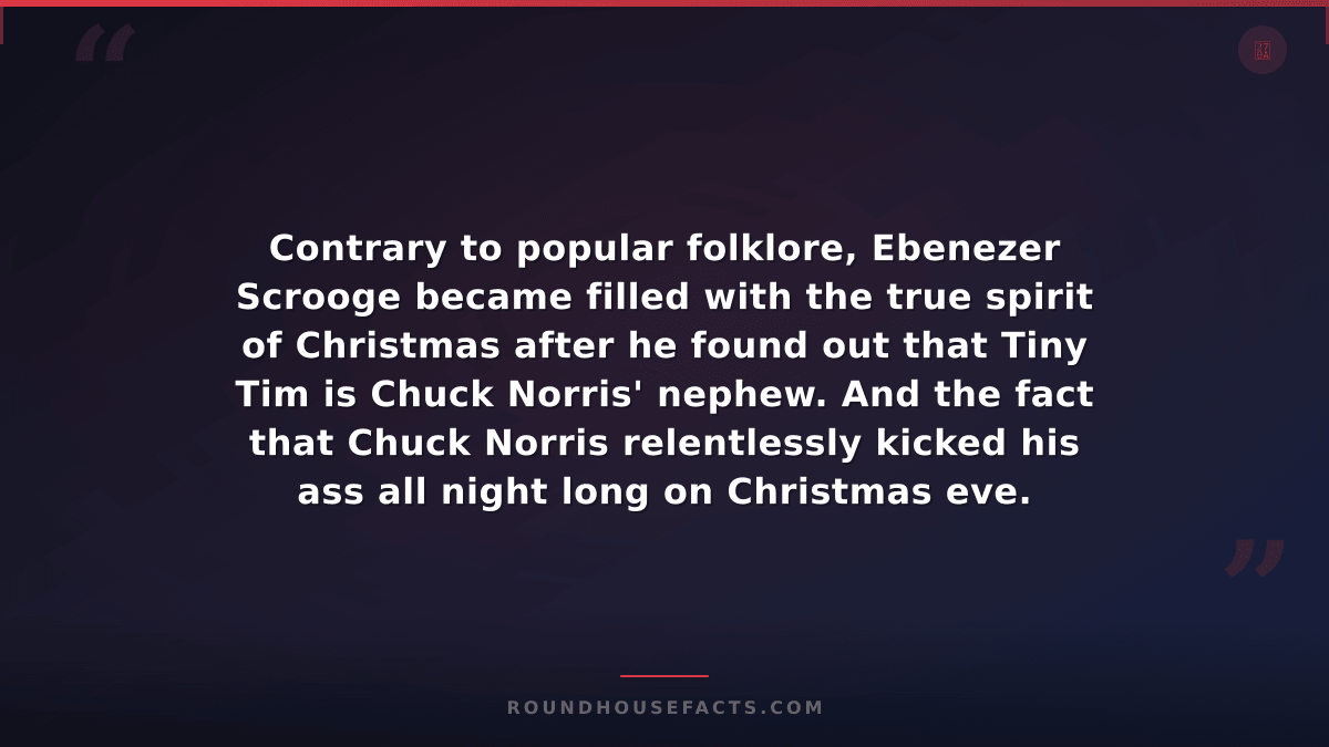 Chuck Norris Fact — Contrary to popular folklore, Ebenezer Scrooge became filled