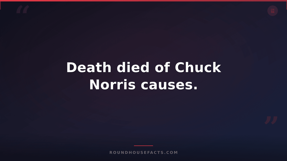 Chuck Norris Fact — Death died of Chuck Norris causes.