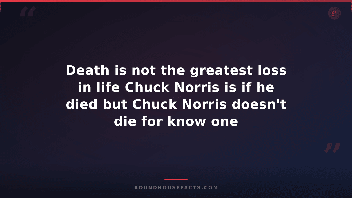 Chuck Norris Fact — Death is not the greatest loss in life Chuck Norris is if he