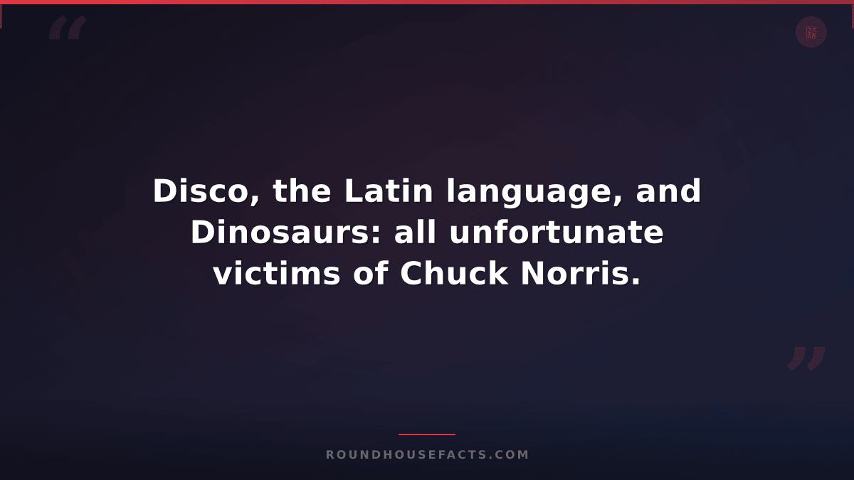 Chuck Norris Fact — Disco, the Latin language, and Dinosaurs: all unfortunate vi