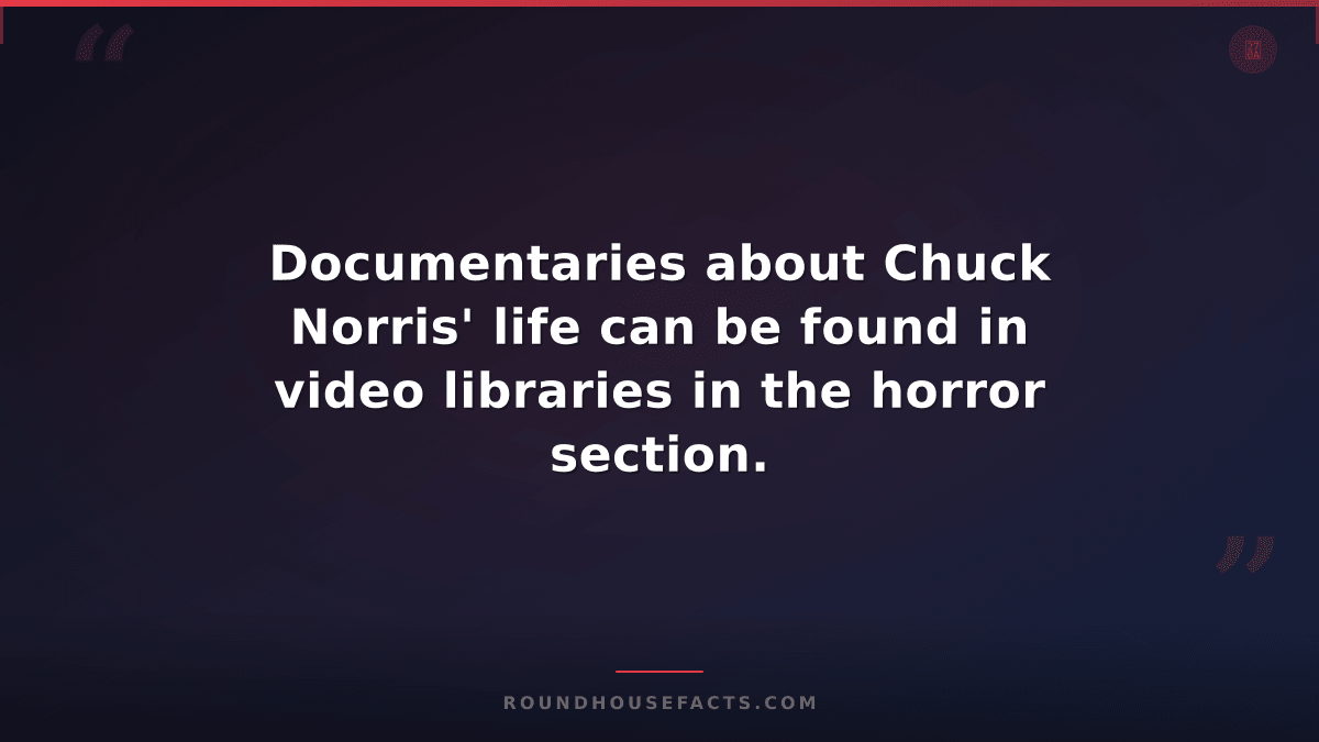 Chuck Norris Fact — Documentaries about Chuck Norris' life can be found in video