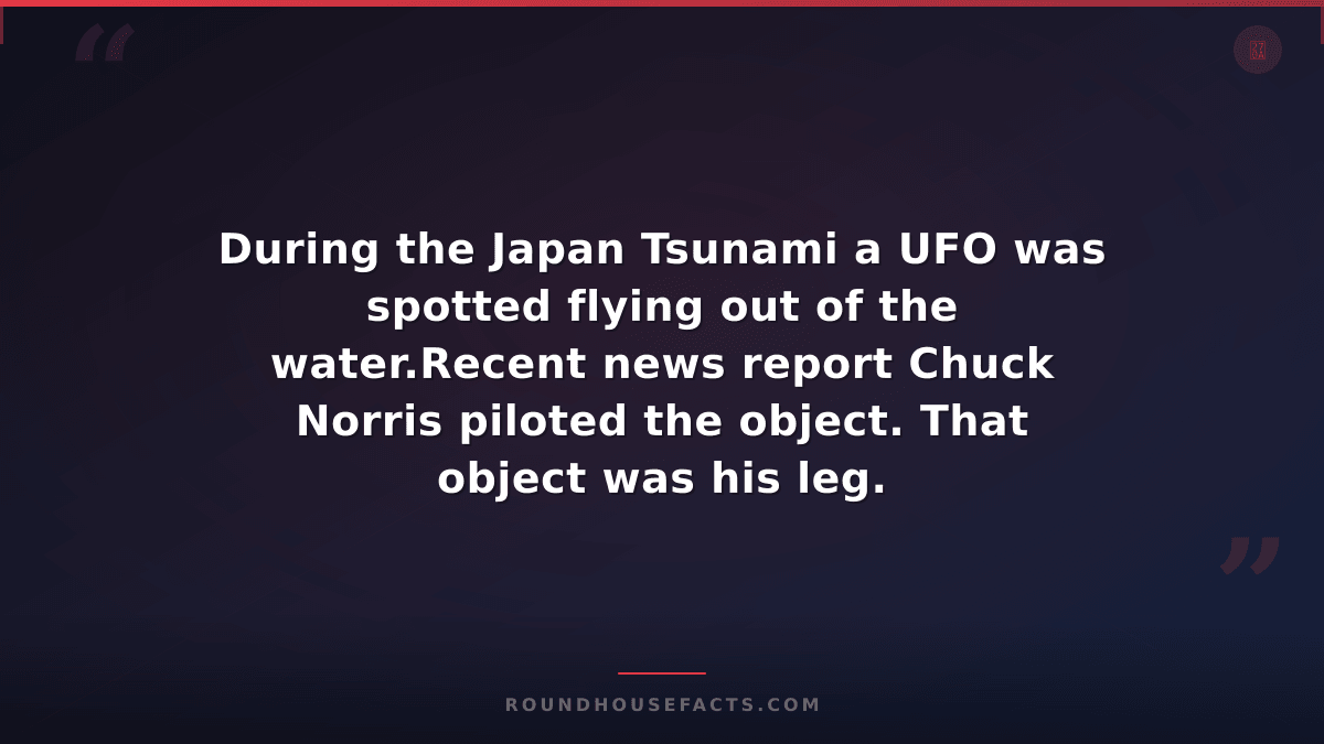 Chuck Norris Fact — During the Japan Tsunami a UFO was spotted flying out of the