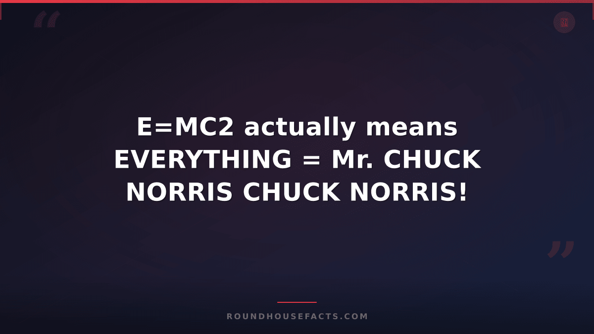Chuck Norris Fact — E=MC2 actually means EVERYTHING = Mr. CHUCK NORRIS CHUCK NOR