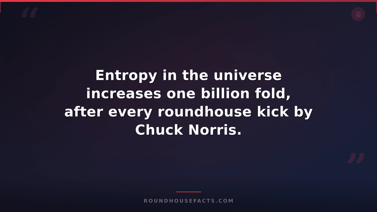 Chuck Norris Fact — Entropy in the universe increases one billion fold, after ev