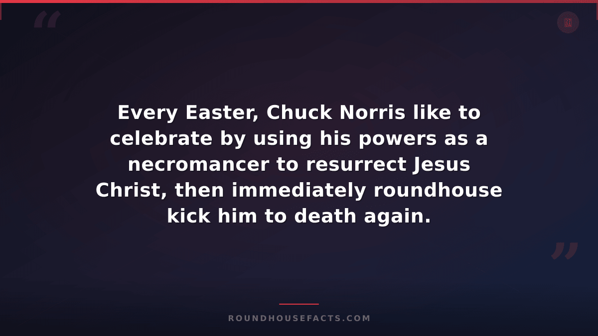 Chuck Norris Fact — Every Easter, Chuck Norris like to celebrate by using his po