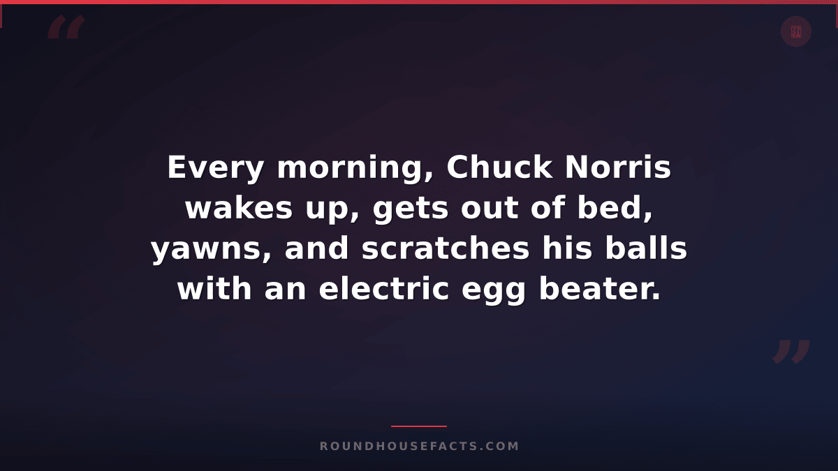 Chuck Norris Fact — Every morning, Chuck Norris wakes up, gets out of bed, yawns