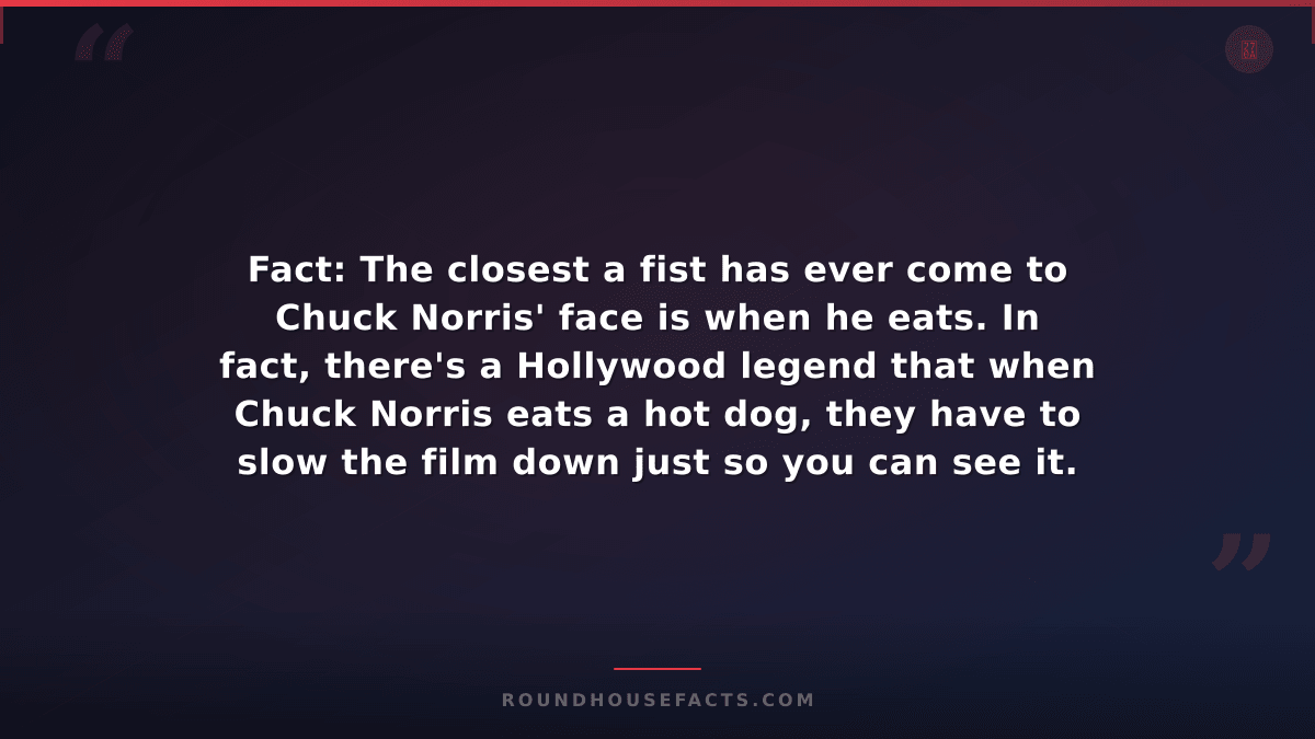 Chuck Norris Fact — Fact: The closest a fist has ever come to Chuck Norris' face