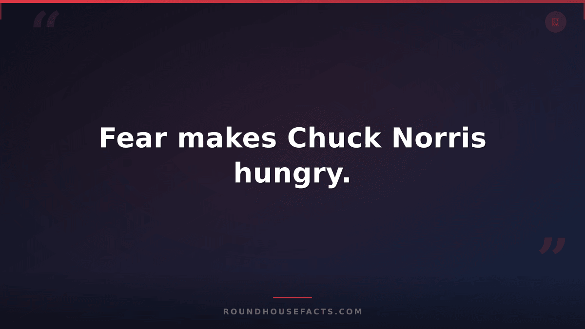 Chuck Norris Fact — Fear makes Chuck Norris hungry.