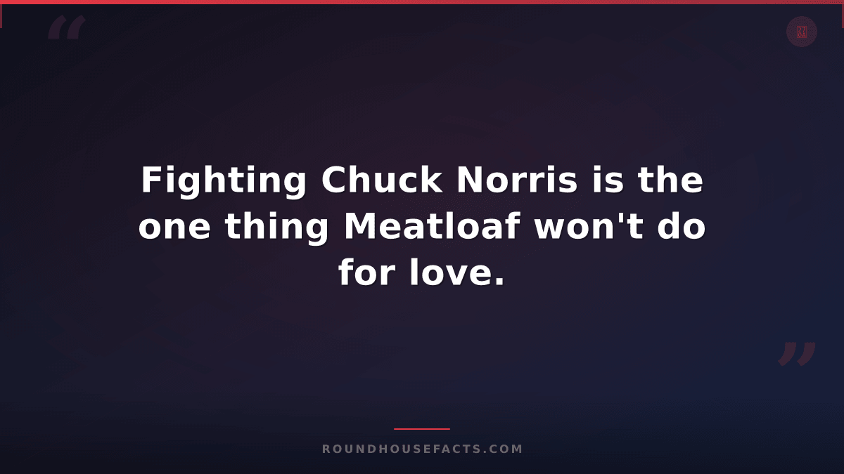 Chuck Norris Fact — Fighting Chuck Norris is the one thing Meatloaf won't do for