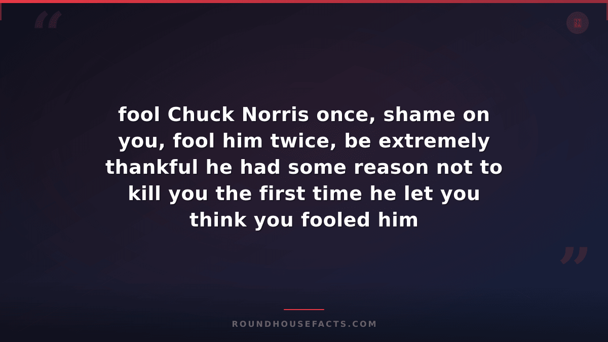 Chuck Norris Fact — fool Chuck Norris once, shame on you, fool him twice, be ext
