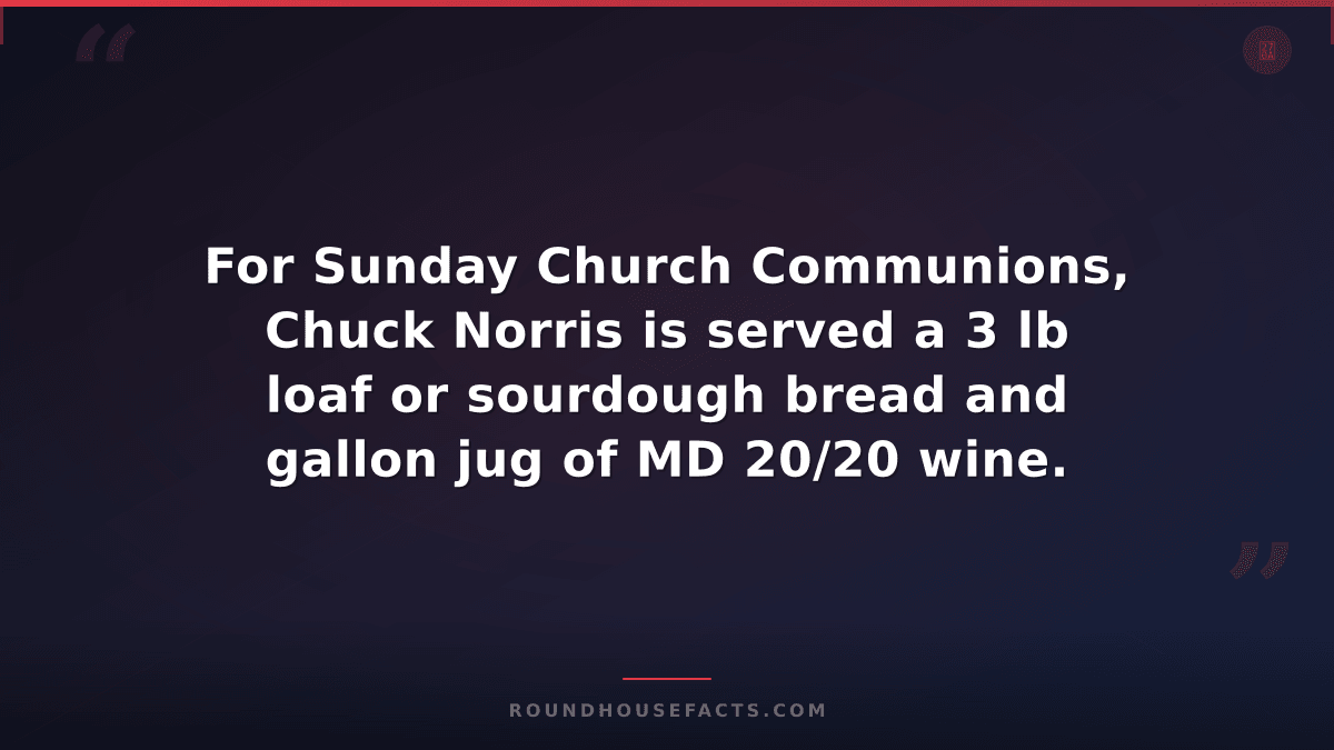 Chuck Norris Fact — For Sunday Church Communions, Chuck Norris is served a 3 lb