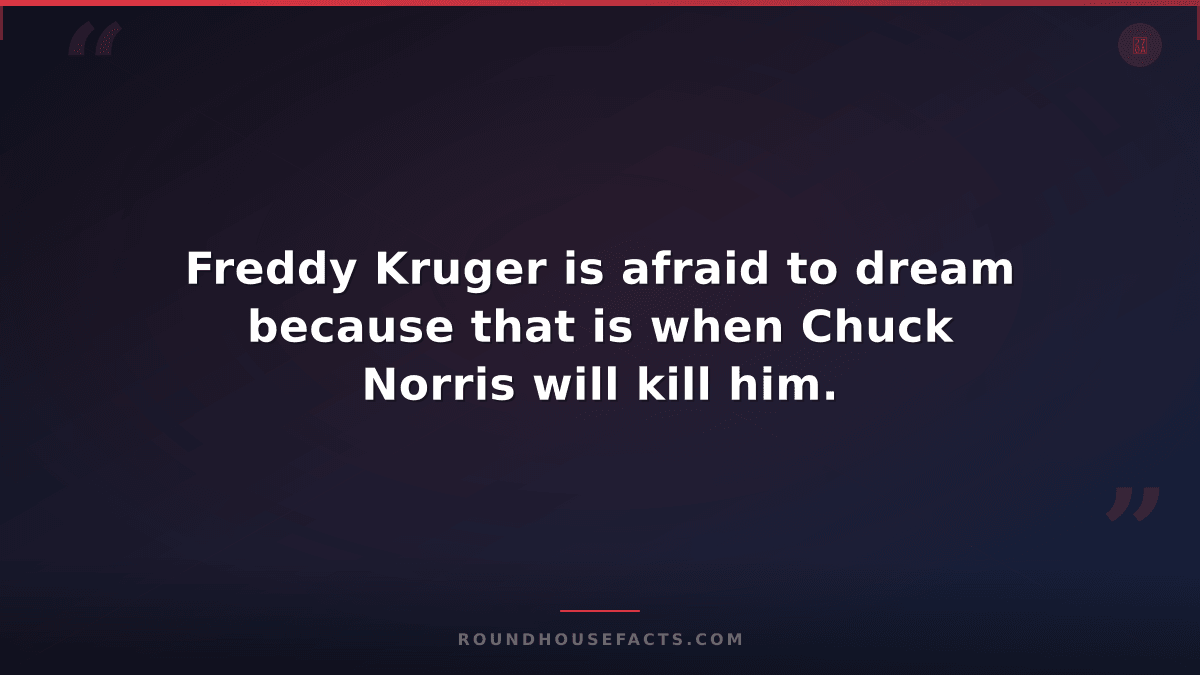 Chuck Norris Fact — Freddy Kruger is afraid to dream because that is when Chuck
