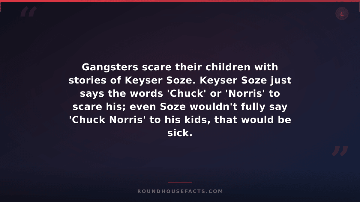 Chuck Norris Fact — Gangsters scare their children with stories of Keyser Soze.