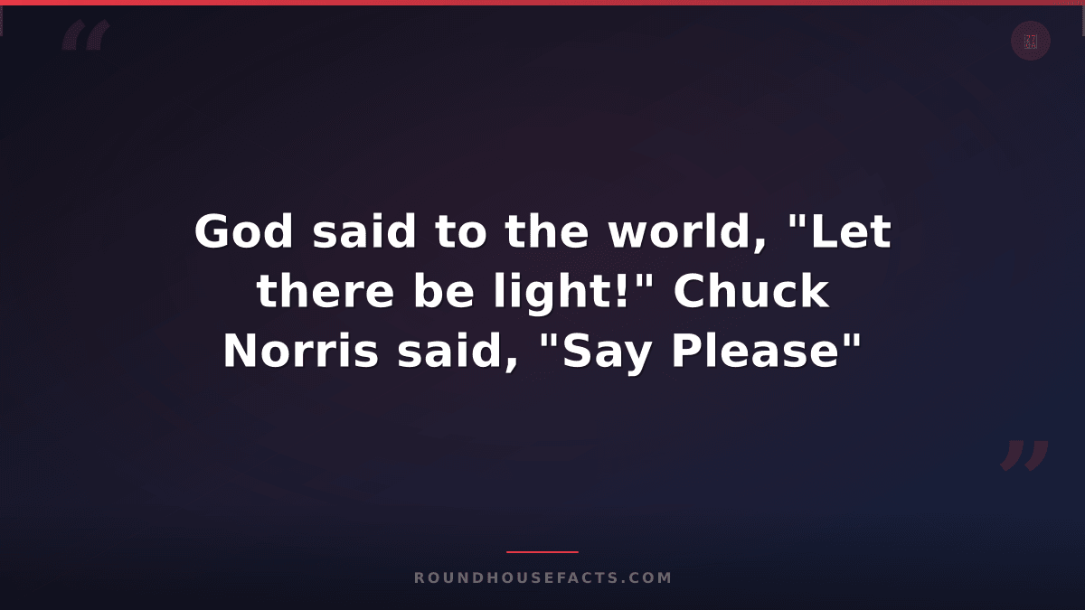 Chuck Norris Fact — God said to the world, "Let there be light!" Chuck Norris sa