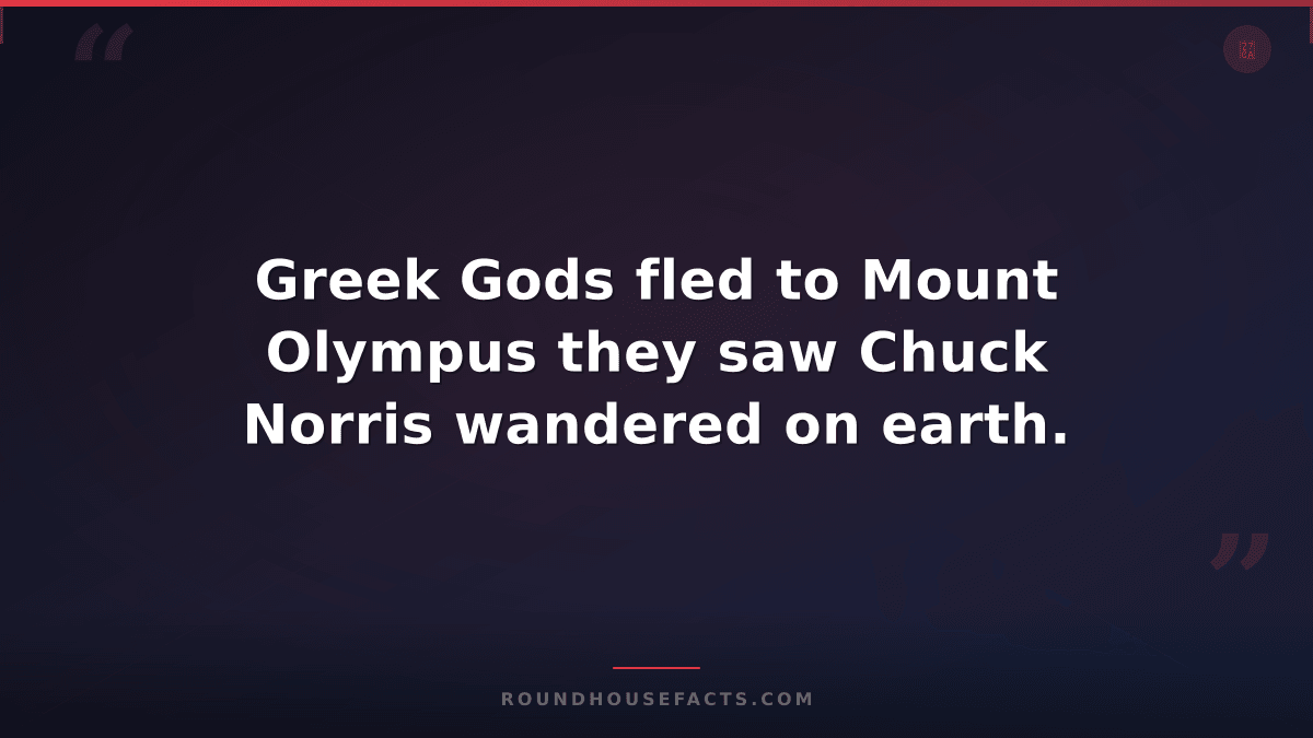 Chuck Norris Fact — Greek Gods fled to Mount Olympus they saw Chuck Norris wande