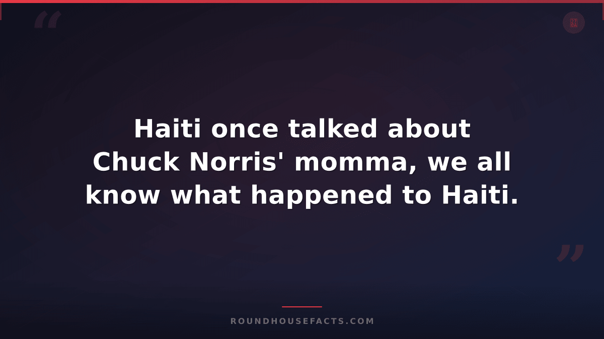 Chuck Norris Fact — Haiti once talked about Chuck Norris' momma, we all know wha