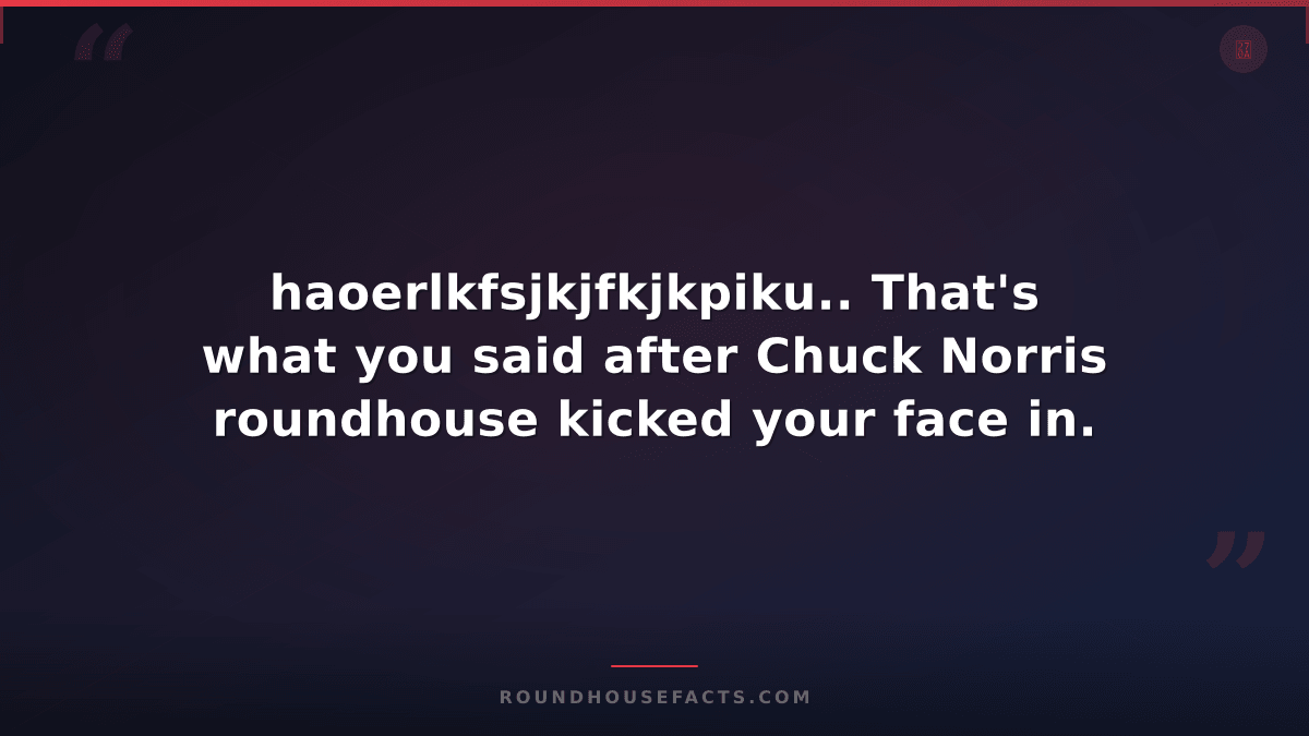 Chuck Norris Fact — haoerlkfsjkjfkjkpiku.. That's what you said after Chuck Norr