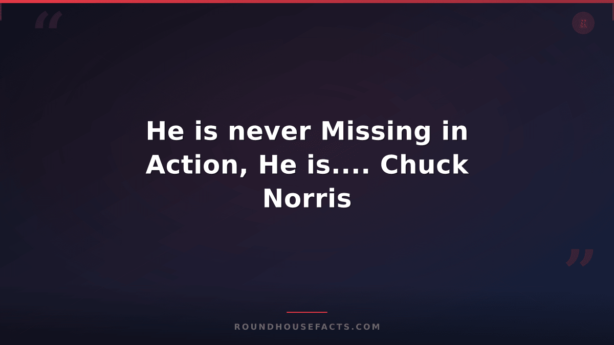 Chuck Norris Fact — He is never Missing in Action, He is.... Chuck Norris