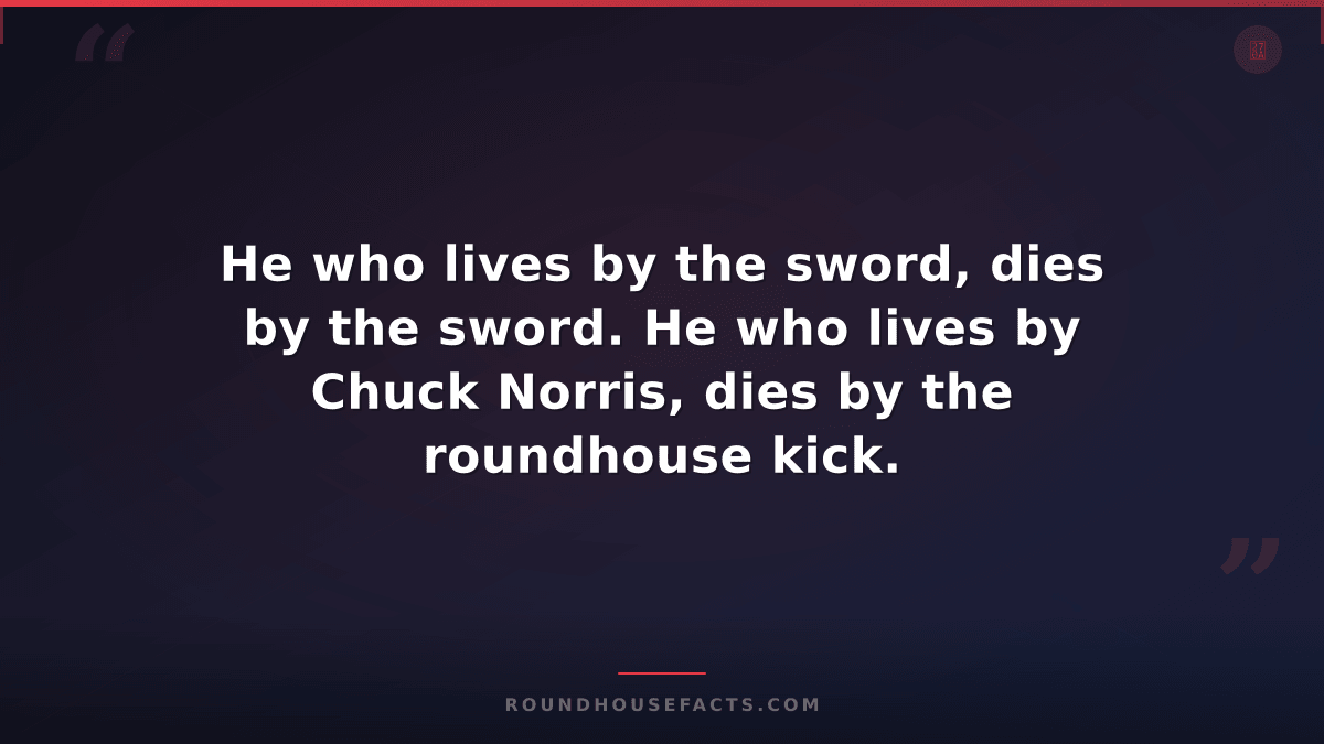 Chuck Norris Fact — He who lives by the sword, dies by the sword. He who lives b