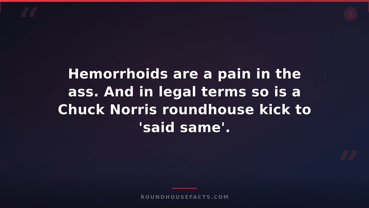 Chuck Norris Fact — Hemorrhoids are a pain in the ass. And in legal terms so is