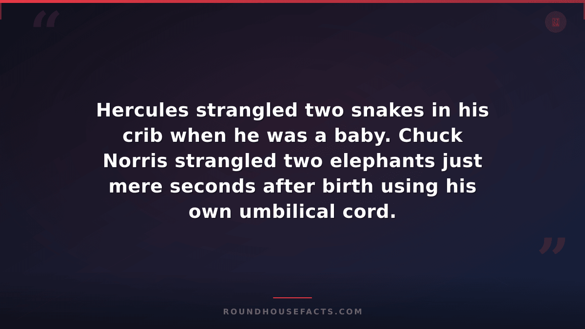 Chuck Norris Fact — Hercules strangled two snakes in his crib when he was a baby