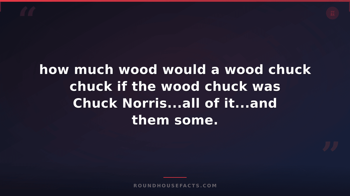 Chuck Norris Fact — how much wood would a wood chuck chuck if the wood chuck was