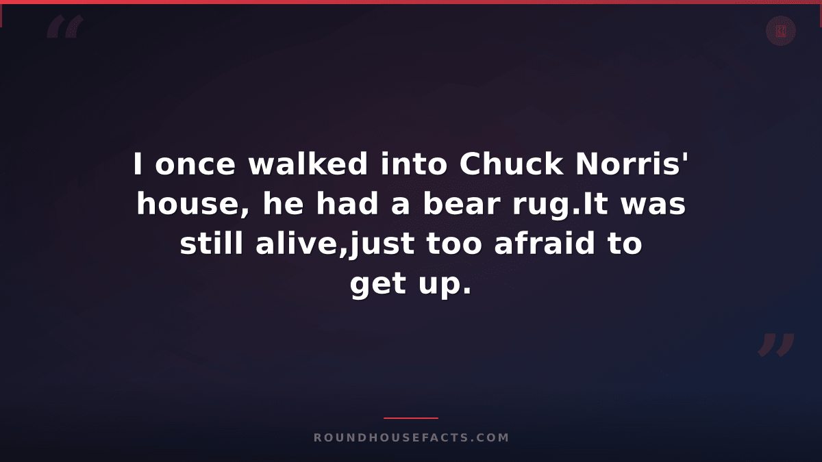 Chuck Norris Fact — I once walked into Chuck Norris' house, he had a bear rug.It