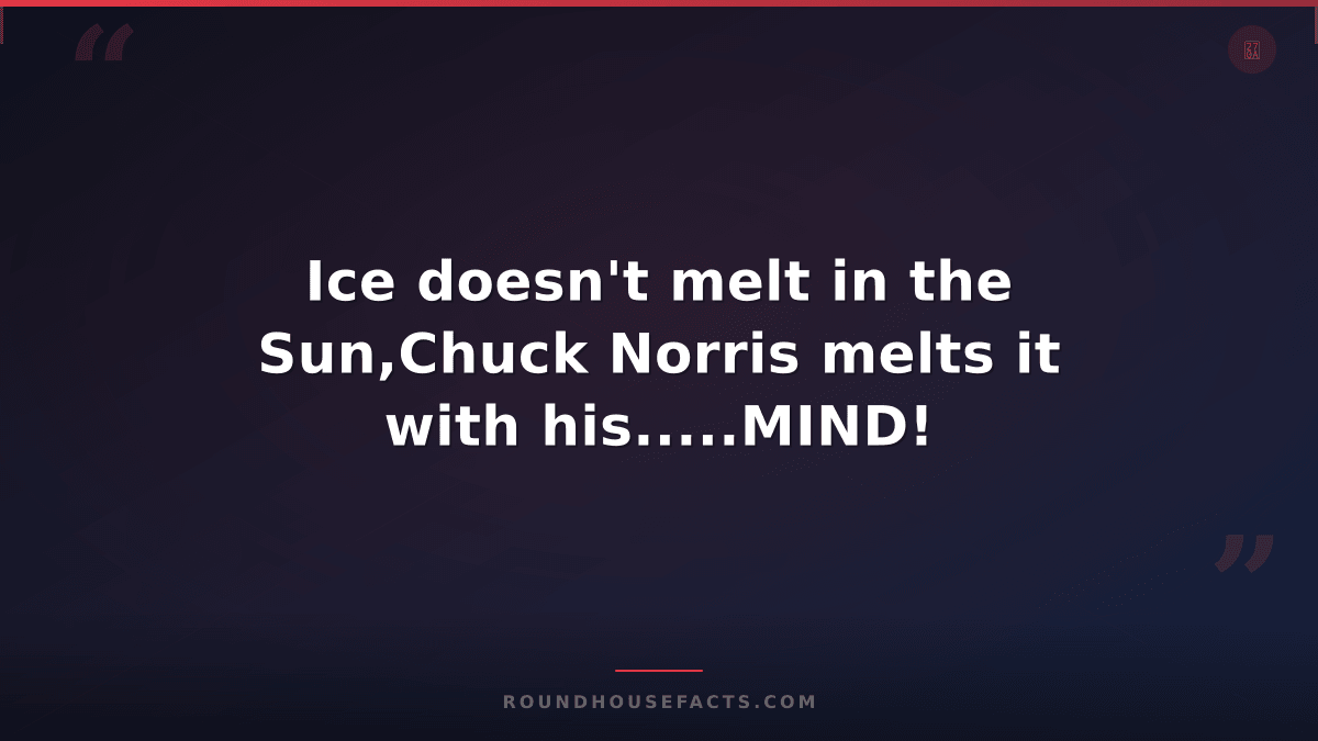 Chuck Norris Fact — Ice doesn't melt in the Sun,Chuck Norris melts it with his..