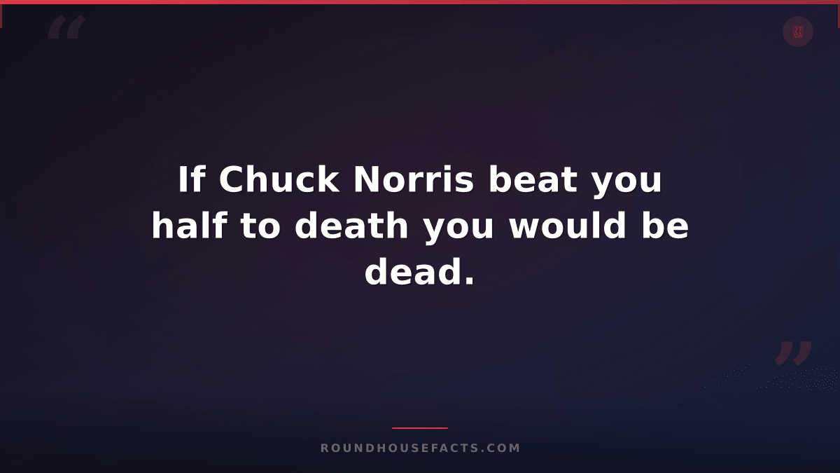 Chuck Norris Fact — If Chuck Norris beat you half to death you would be dead.