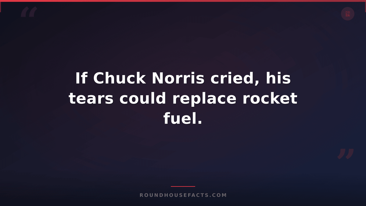 Chuck Norris Fact — If Chuck Norris cried, his tears could replace rocket fuel.