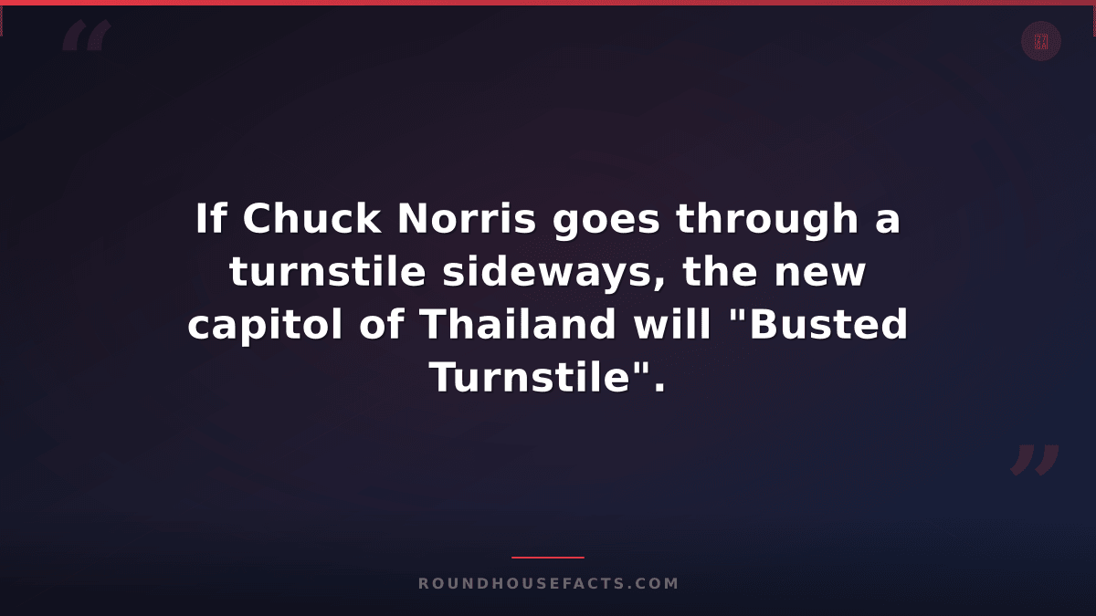 Chuck Norris Fact — If Chuck Norris goes through a turnstile sideways, the new c