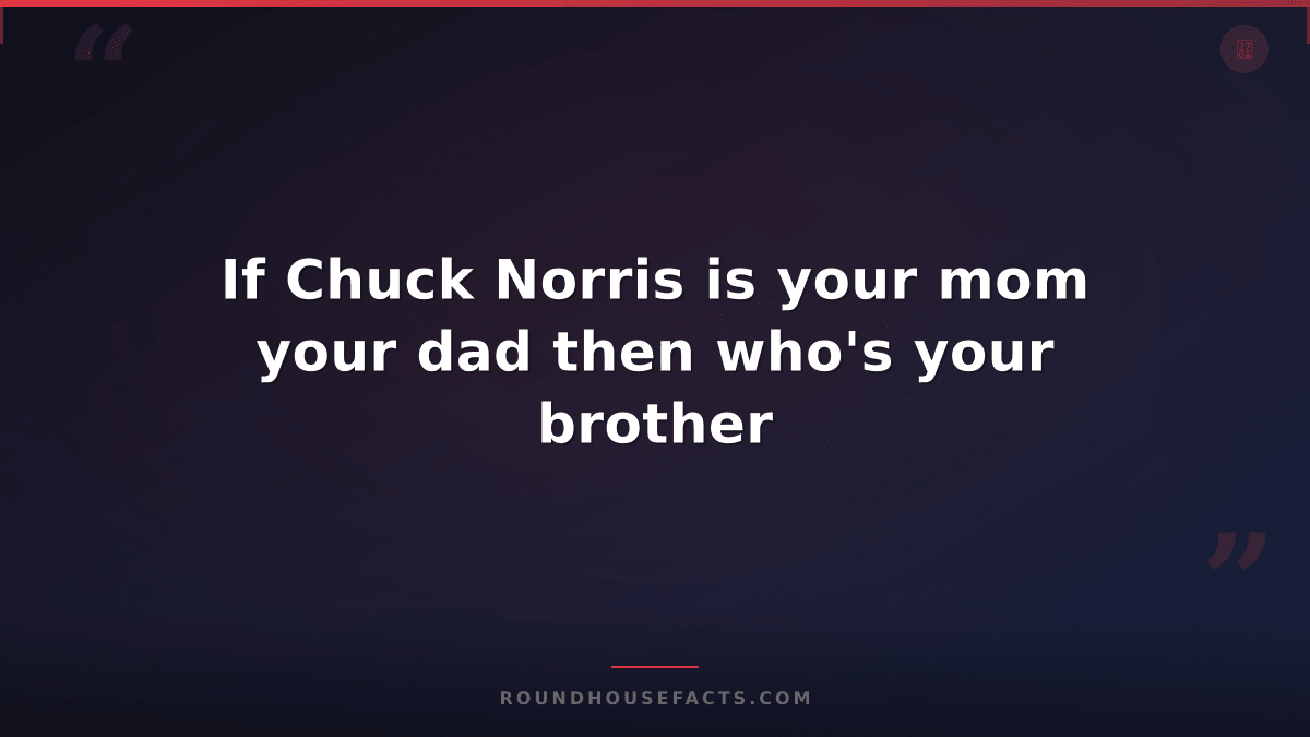 Chuck Norris Fact — If Chuck Norris is your mom your dad then who's your brother