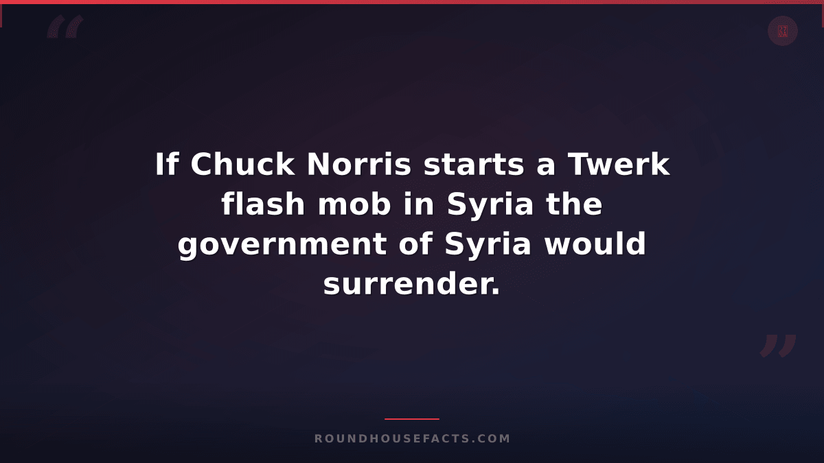 Chuck Norris Fact — If Chuck Norris starts a Twerk flash mob in Syria the govern