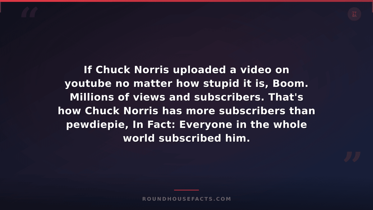 Chuck Norris Fact — If Chuck Norris uploaded a video on youtube no matter how st