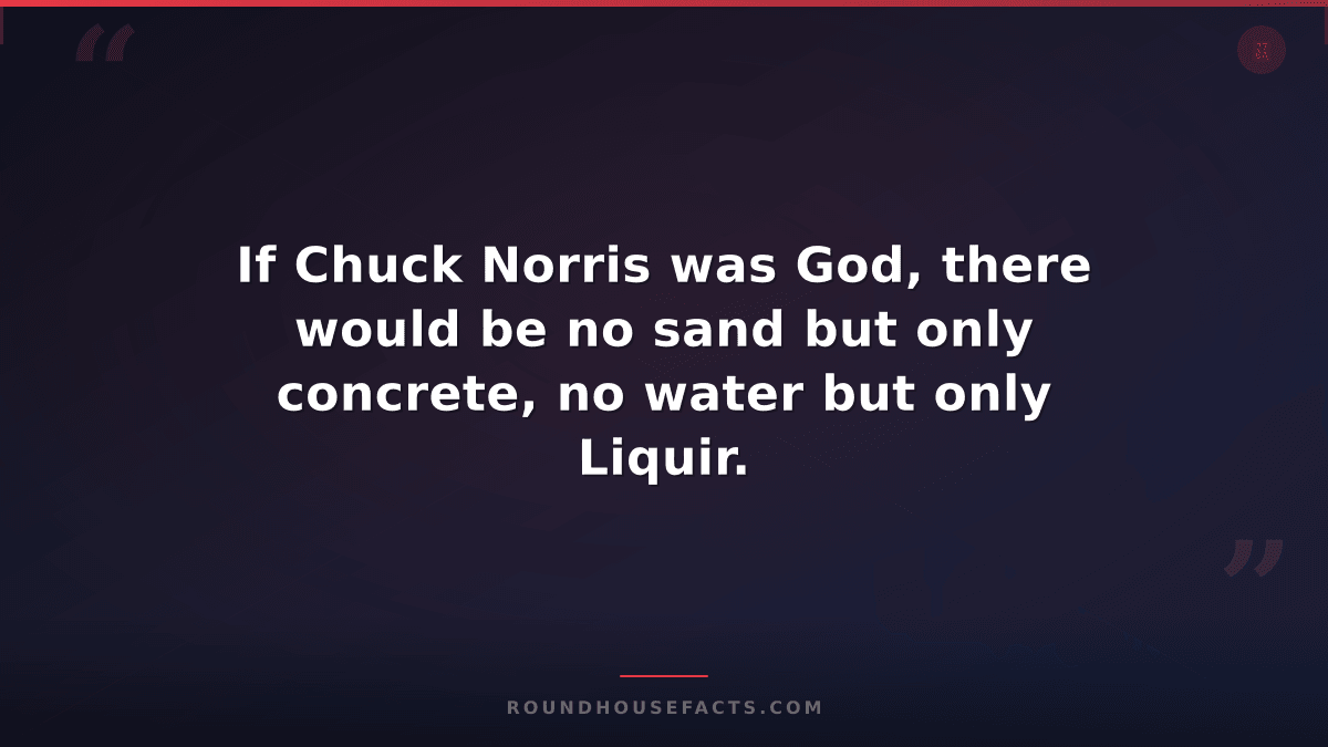 Chuck Norris Fact — If Chuck Norris was God, there would be no sand but only con