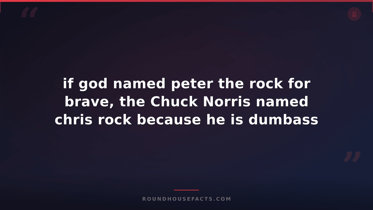 Chuck Norris Fact — if god named peter the rock for brave, the Chuck Norris name