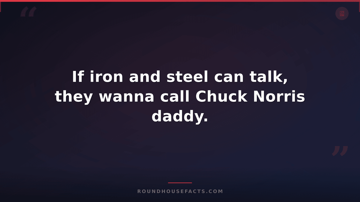 Chuck Norris Fact — If iron and steel can talk, they wanna call Chuck Norris dad