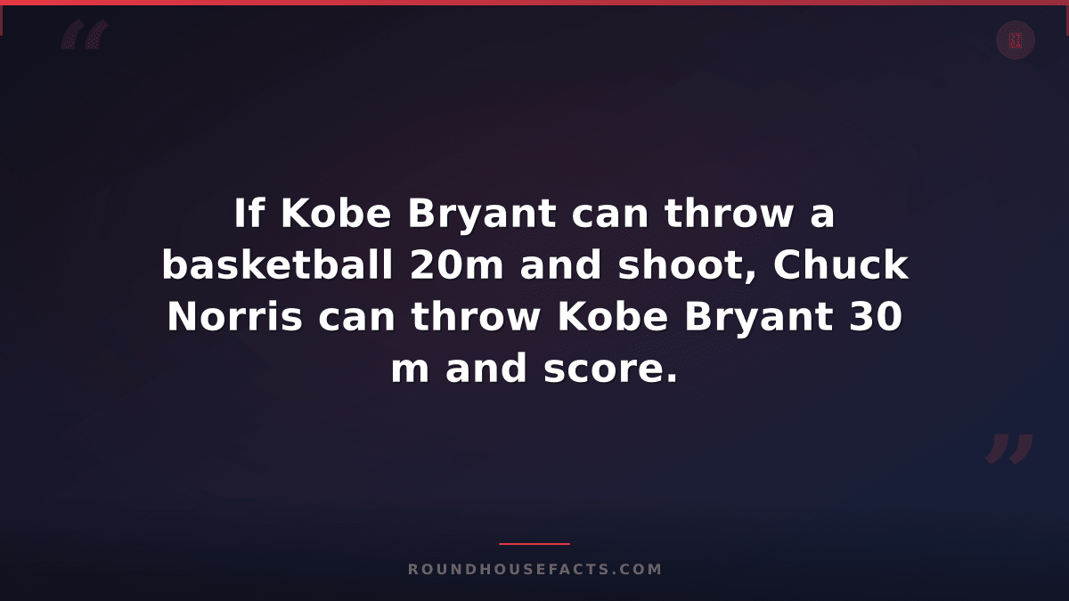 Chuck Norris Fact — If Kobe Bryant can throw a basketball 20m and shoot, Chuck N